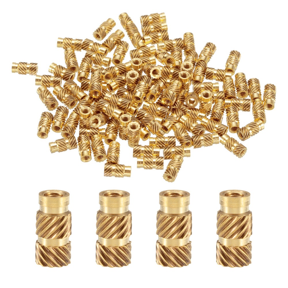 100pcs M2 Threaded Inserts Brass Heat Set Insert M2x7mm, OD 3.5mm Knurled Nuts