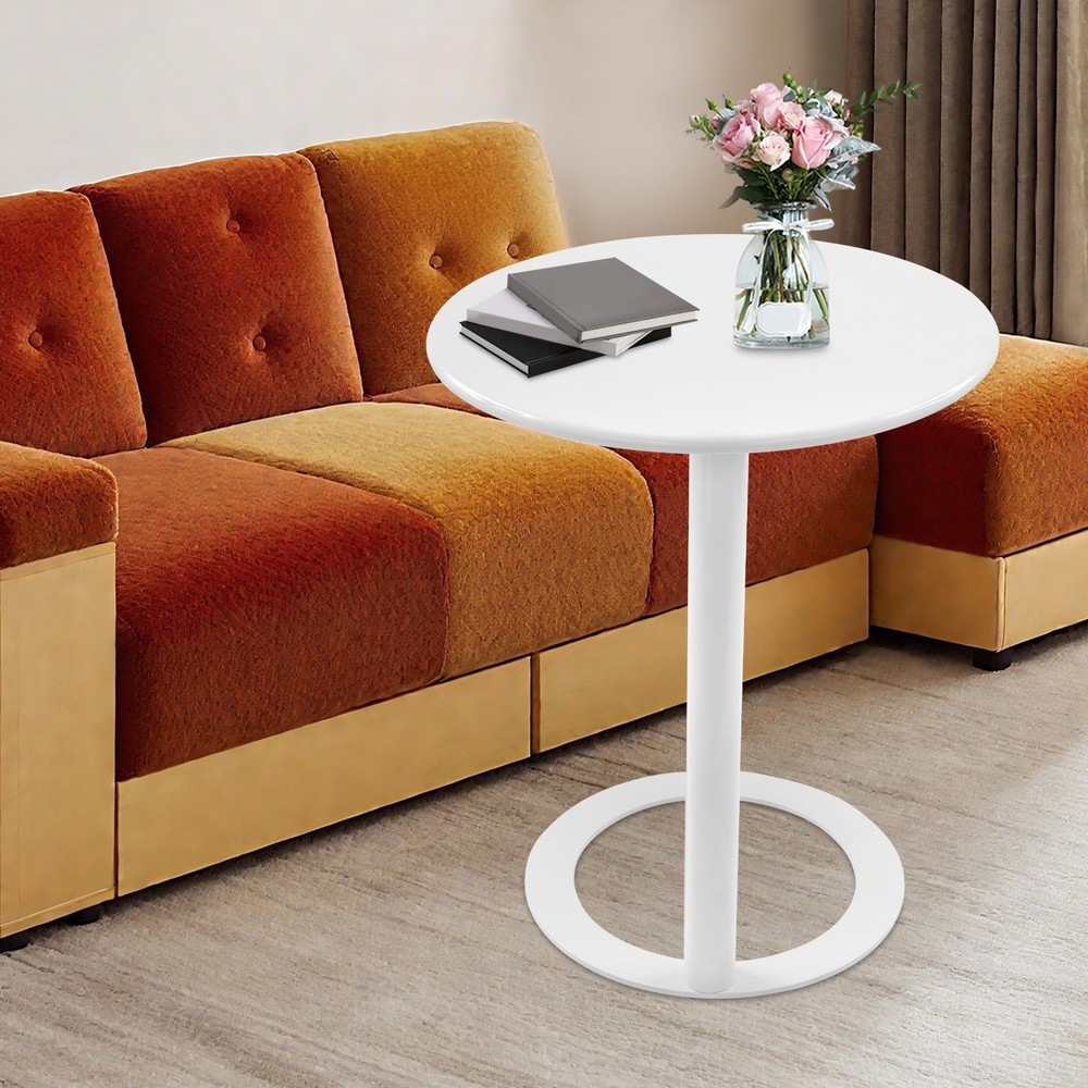 60x74cm Round Side Table with O-shaped Base, Side Table for Small Spaces
