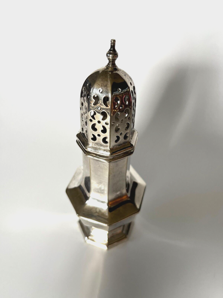 English Octagonal Silverplate Sugar Caster