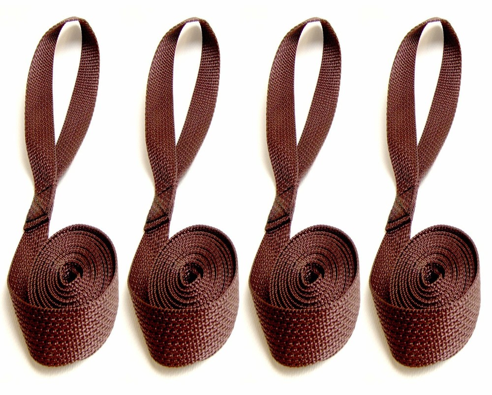 Sail Ties 55", Box Stitched 1" Polypropylene Webbing - Brown - 4 Pc. Set