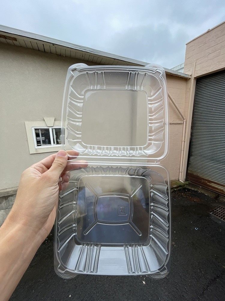 8''x8'' PET Plastic Hinged Containers - 250 ct