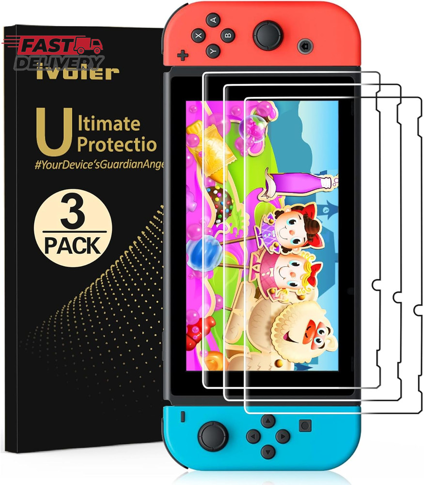Ivoler [3 Pack] Screen Protector Tempered Glass for Nintendo Switch, Ivoler Tran
