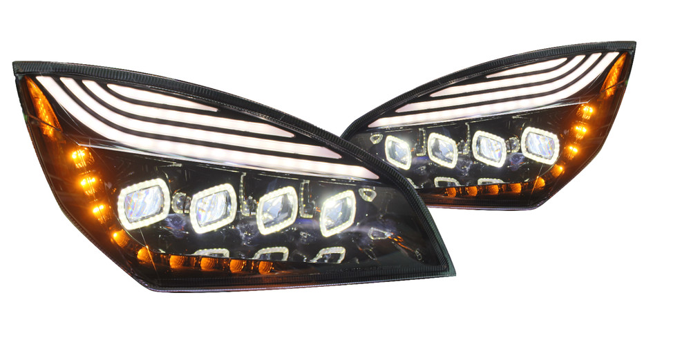 Freightliner Cascadia 2018+  Full LED Headlights  DOT Approved Black Pair