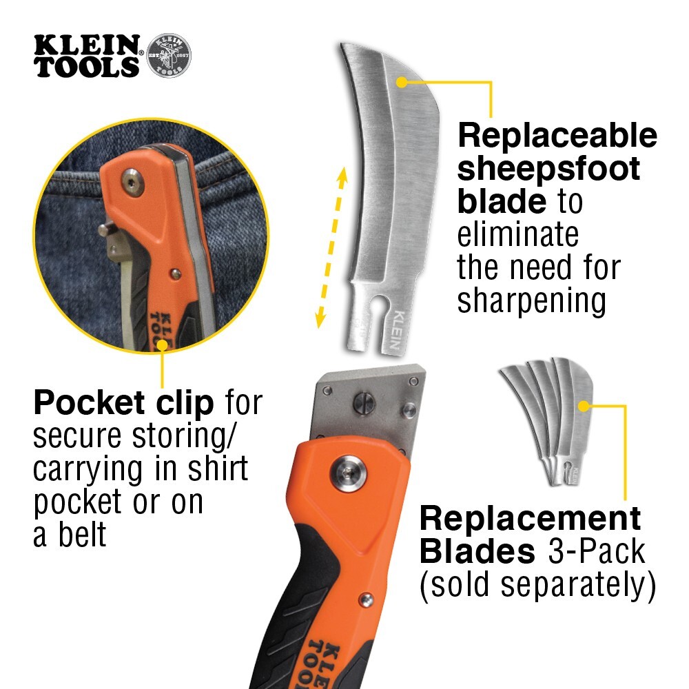 Klein Tools 44218 Cable Skinning Utility Knife w/ Replaceable Blade