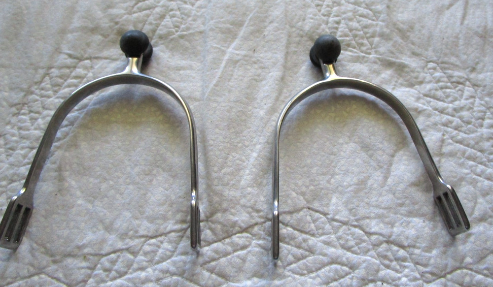 3.5" CENTAUR SOFT TOUCH ROLLER BALL SPURS W/NEW LEATHER STRAPS