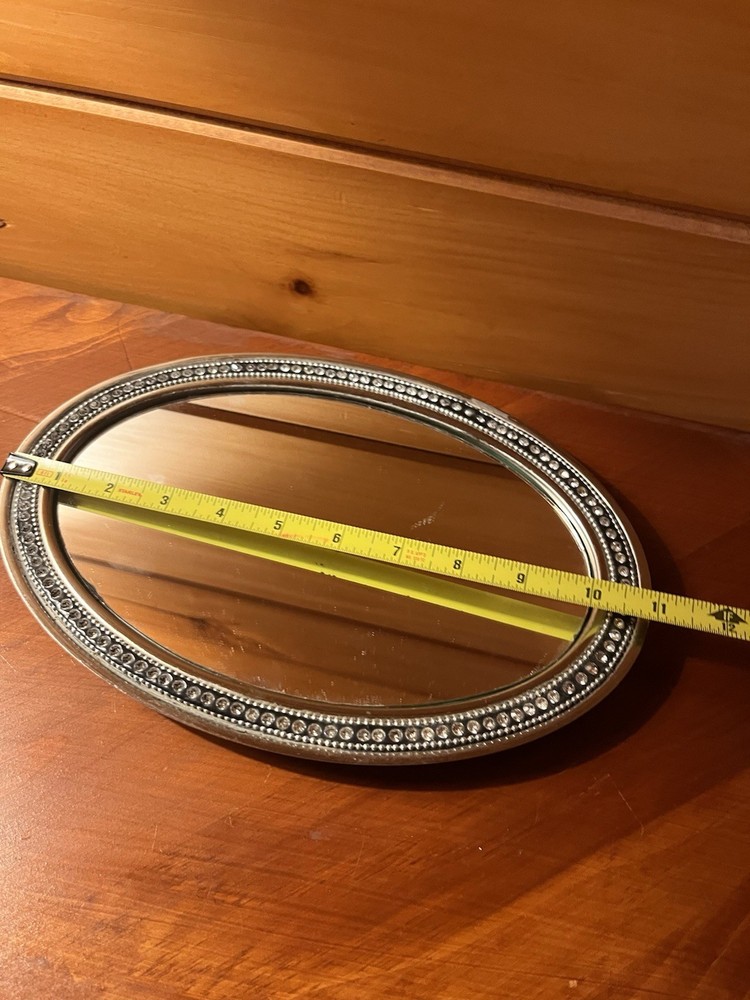 Vintage Mirrored Silverplate Footed OvalTray