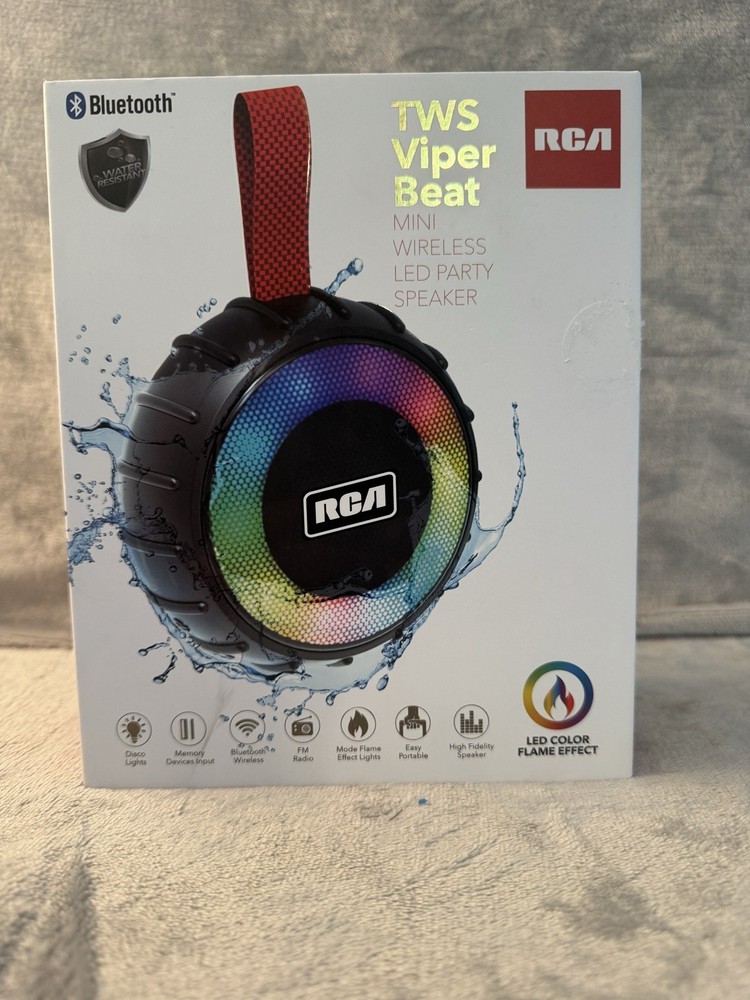 RCA TWS Viper Beat Mini Wireless Bluetooth LED Flame Effect Portable Speaker