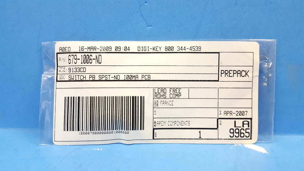 One Pc- Switch, PB, SPST-NO, 100MA, PCB