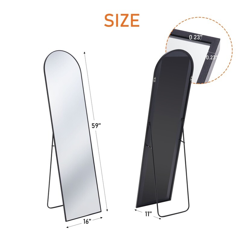 Arched Full Length Floor Mirror HD Imaging Adjustable Standing Wall Mount Mirror
