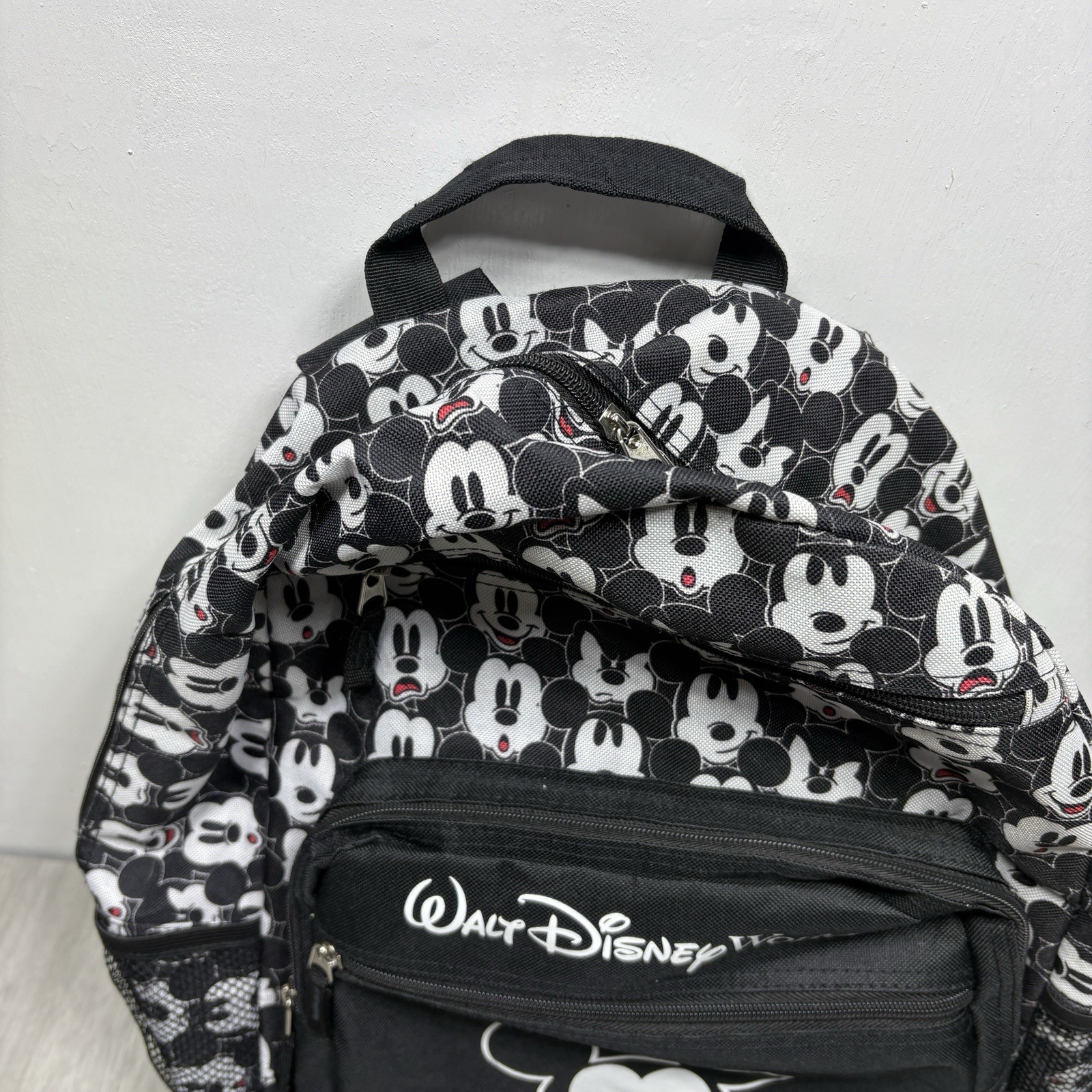 Walt Disney World Backpack Mickey Mouse All Over Print Mickey Net Side Pouches