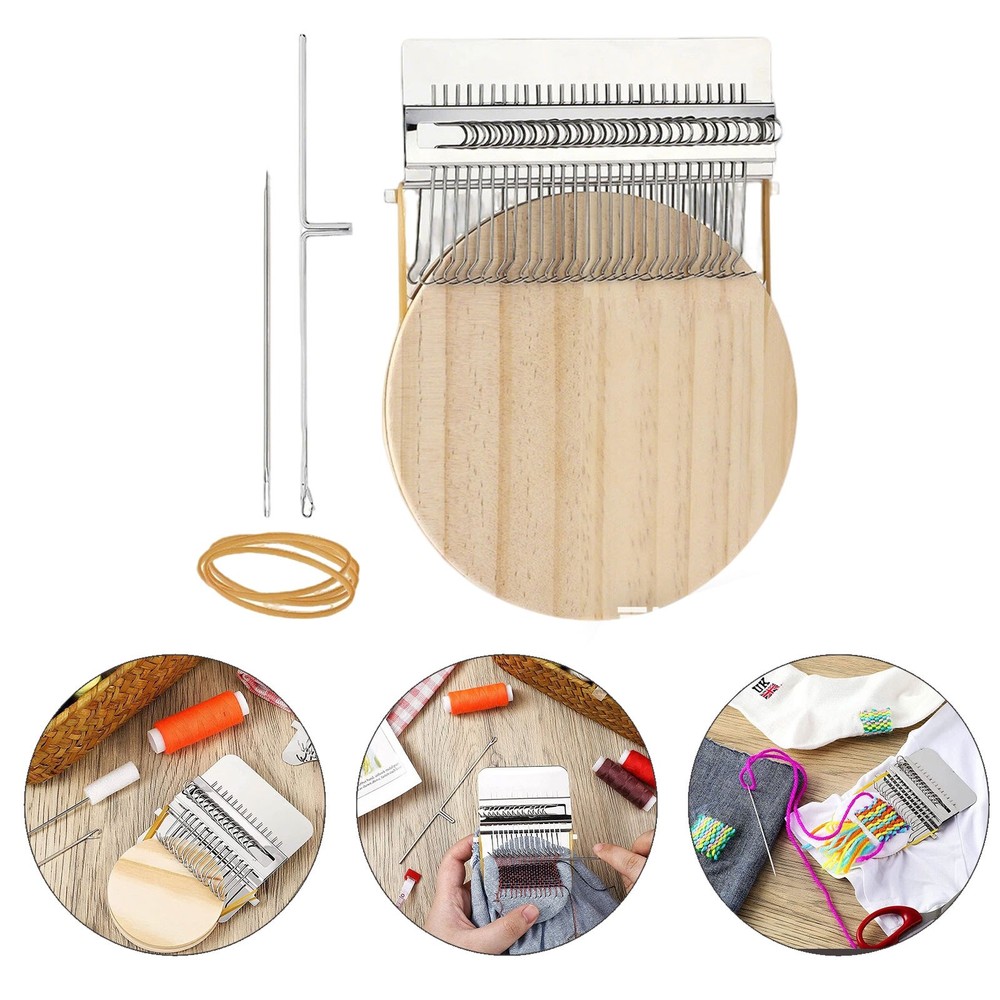 28 Hooks Small Loom Speedweve Type Weave Tool Darning Machine with Wood Discvs