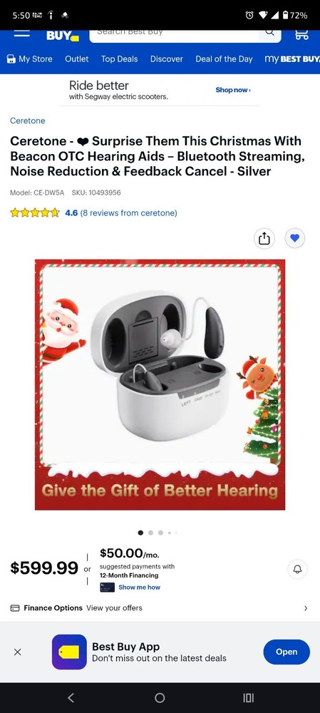 Ceretone Beacon OTC Hearing Aid Bluetooth Enabled with App Control CR-DW5A