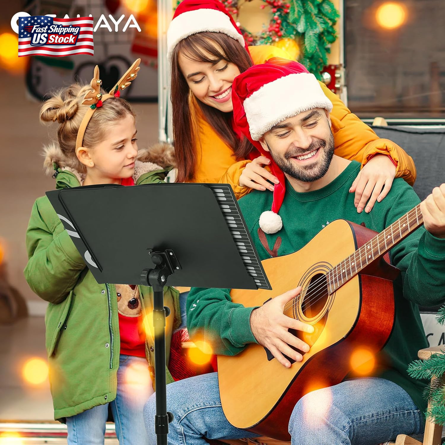 CAHAYA Music Stand for Sheet Music - Dual-Use Converts to Desktop Stand Portable