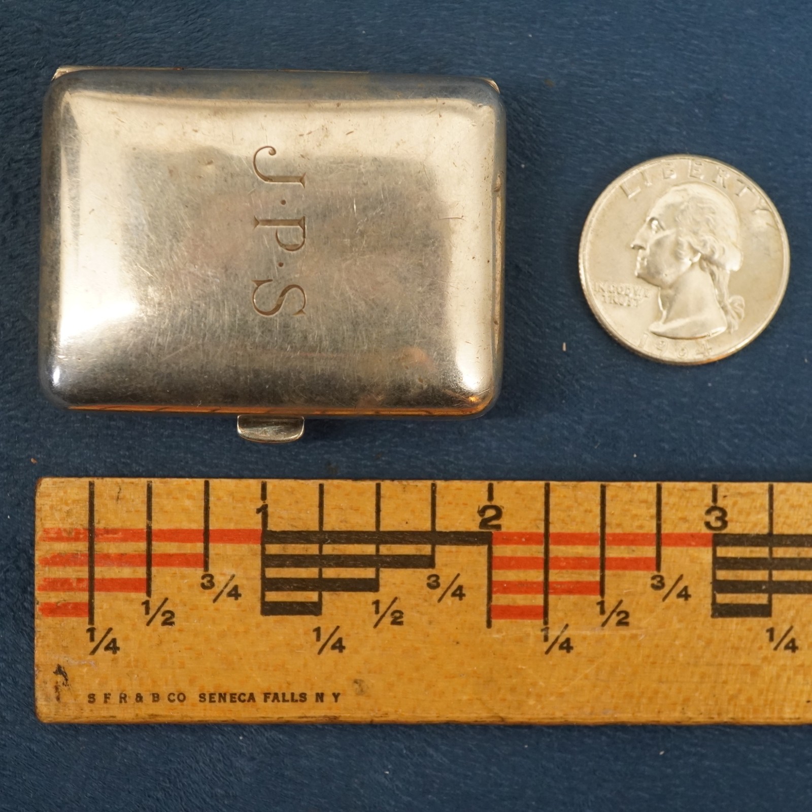 Asprey Sterling Silver Pill Box Mono'd "J.P.S.", London ca. 2005 - Free Ship USA