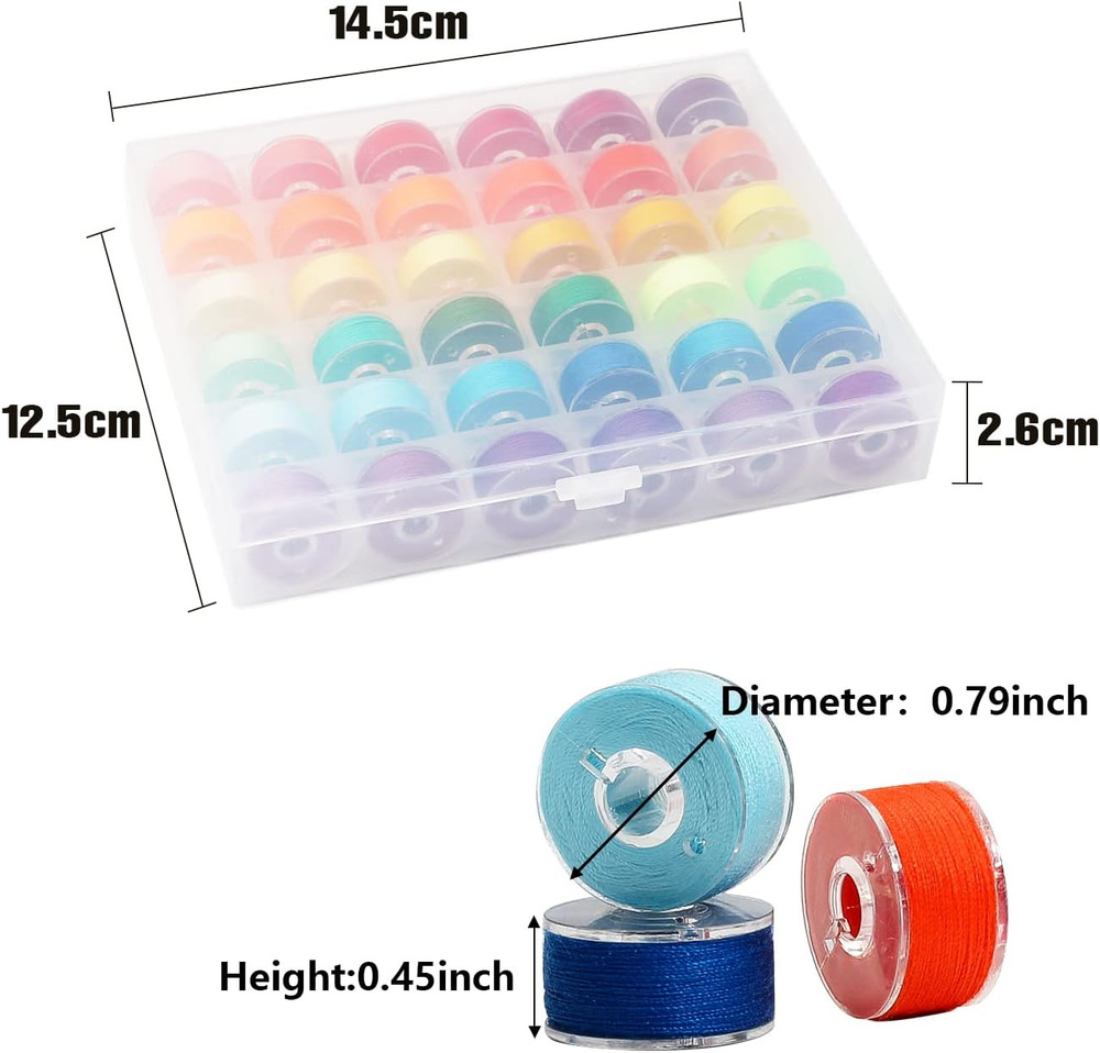 144Colors Prewound Bobbin Thread Plastic Size a SA156 Class 15 Polyester Thread