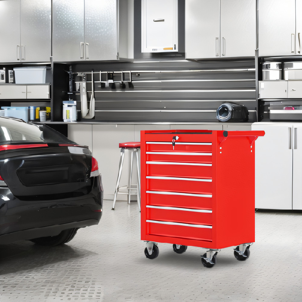 7 Drawers Rolling Tool Chest Tool Box Lockable Tool Storage Cabinet for Garage