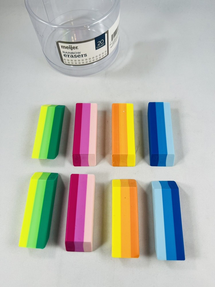 Meijer Brand Rainbow Erasers 8 count Rectangle Shape