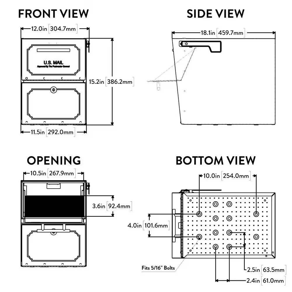 Post Mount Parcel Mailbox High Security Reinforced Lock Extra Large Steel
