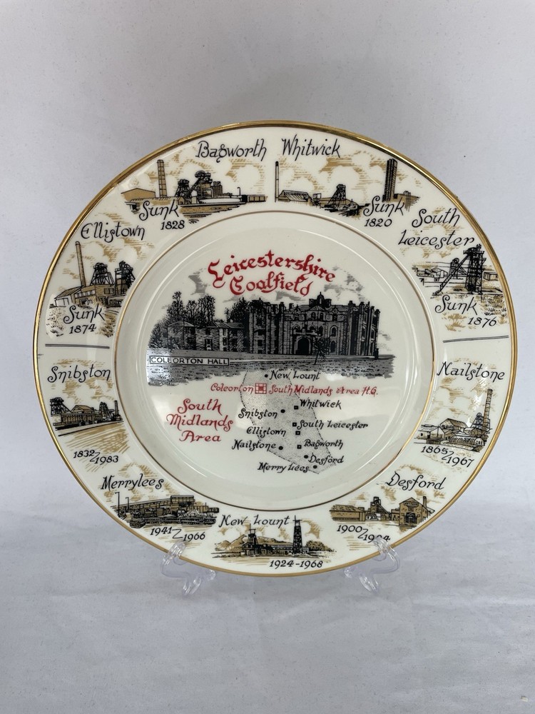 Leicestershire Coalfield Coal Mine Mining Plate Fine Bone China 1985