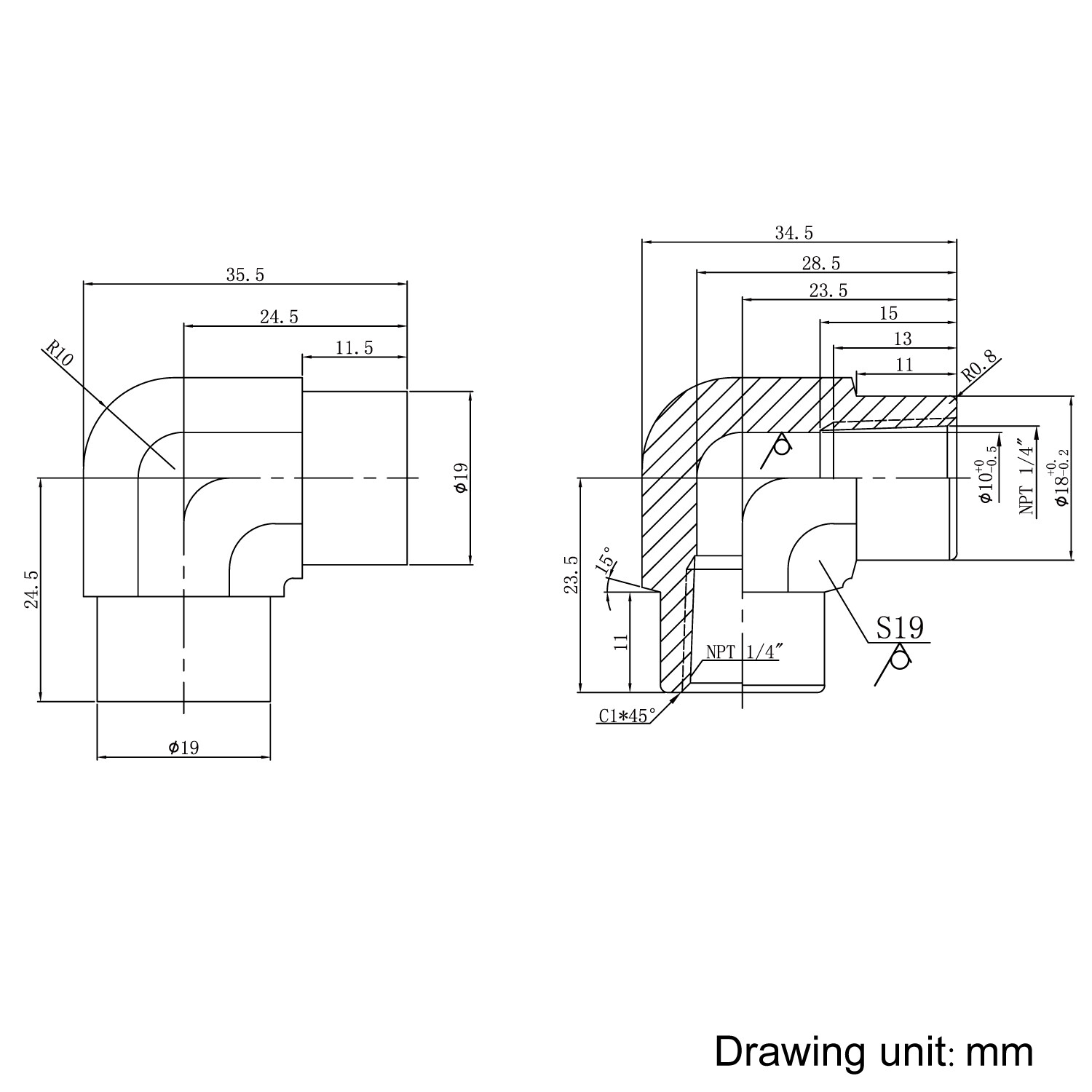 HFS(R) 1/4" NPT Female 90 Degree Elbow Stainless Steel 304 FORGED Pipe Fitting