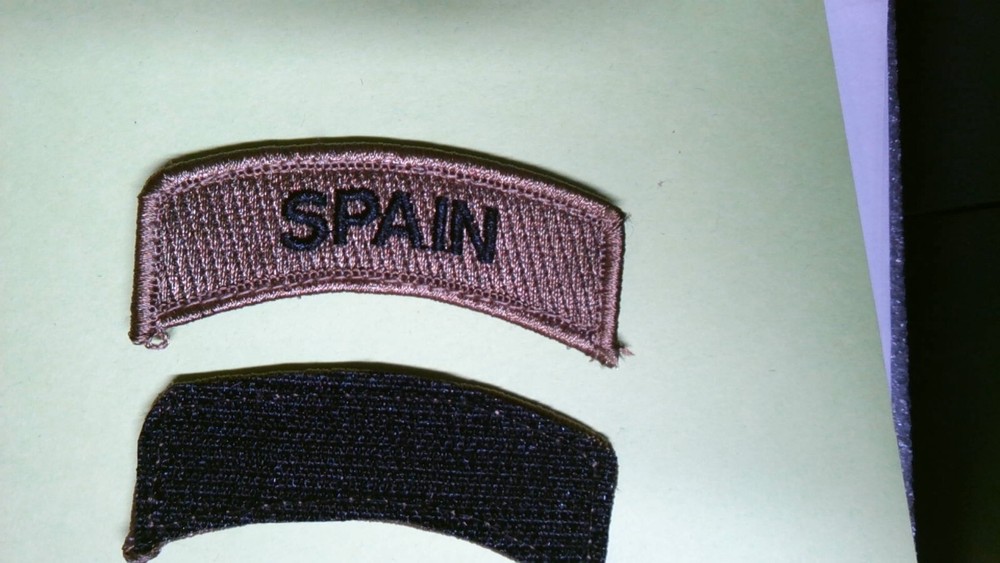 MILITARY PATCH TAB 2 1/2 INCHES HOOK AND LOOP THAT SAYS SPAIN