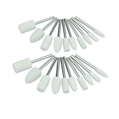 20 Pieces Compressed Wool Polishing Wheels Wool Felt Grinding Bits Buffing