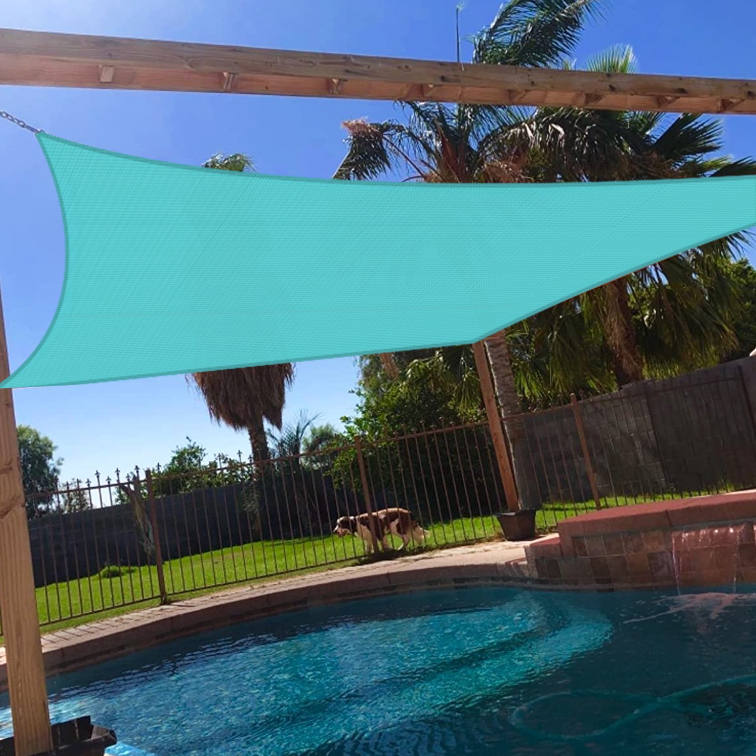 TURQUOISE Rectangle Sun Shade Sail Fabric Awning Top Canopy Patio Custom 2-16 FT