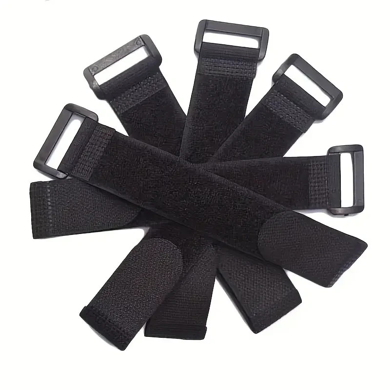 8" BLACK, HOOK & LOOP CABLE TIES NYLON STRAPS -  5  PACKS