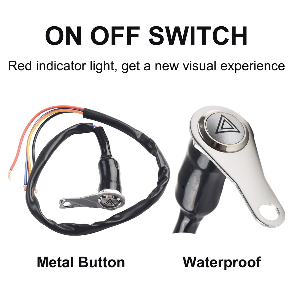 1 Pc Red LED Motorcycle Switch ON+OFF Handlebar Mount Push Button 12V Work Light
