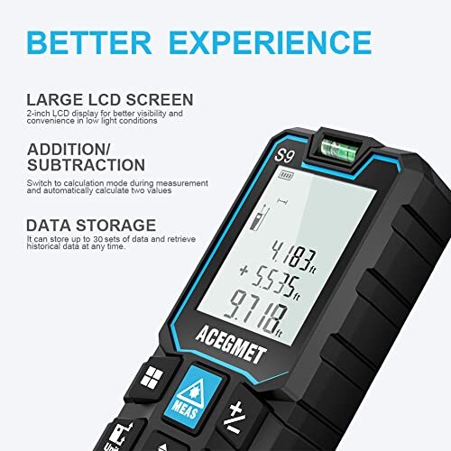 Laser Measurement Tool (229Ft Ft/in/M) Backlit LCD with Mute Function Laser