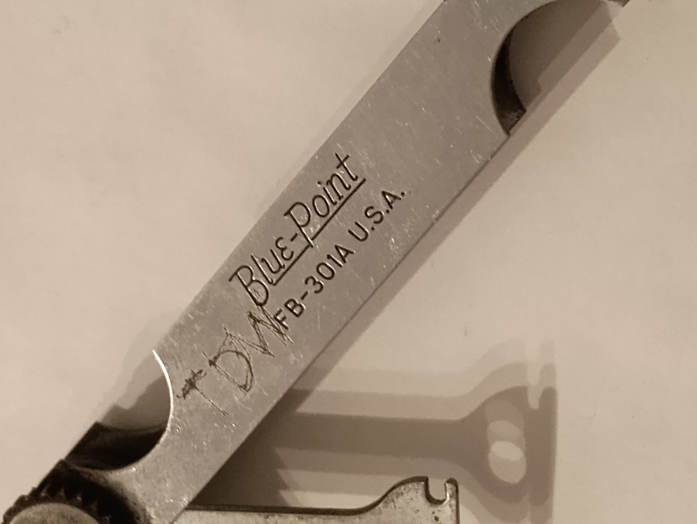 Blue Point Wire Gap Gauge FB-301A ENGRAVED INITIALS