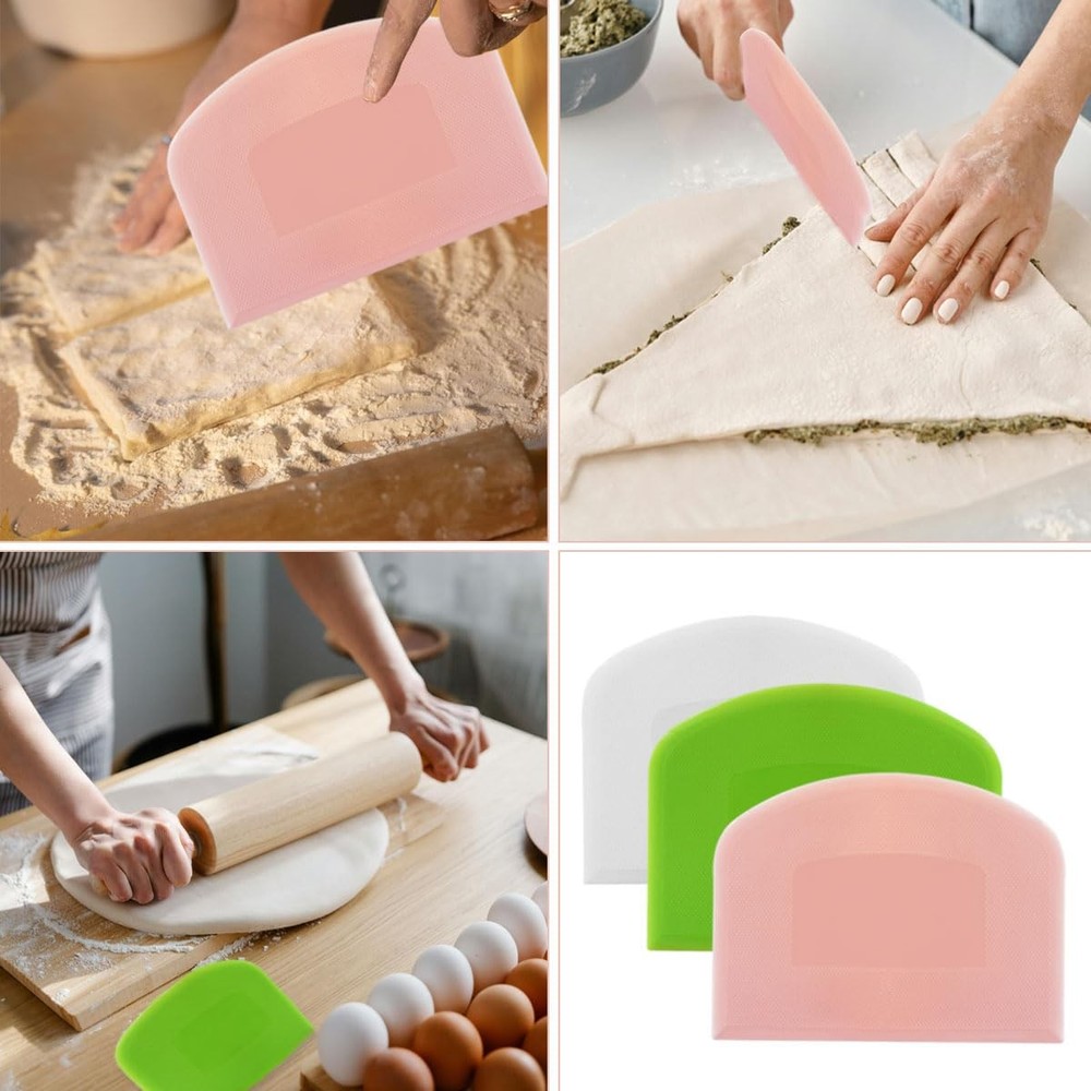 6 Pack Plastic Bench Scraper, Flexible Dough Scraper, Flexible Plastic Multip...