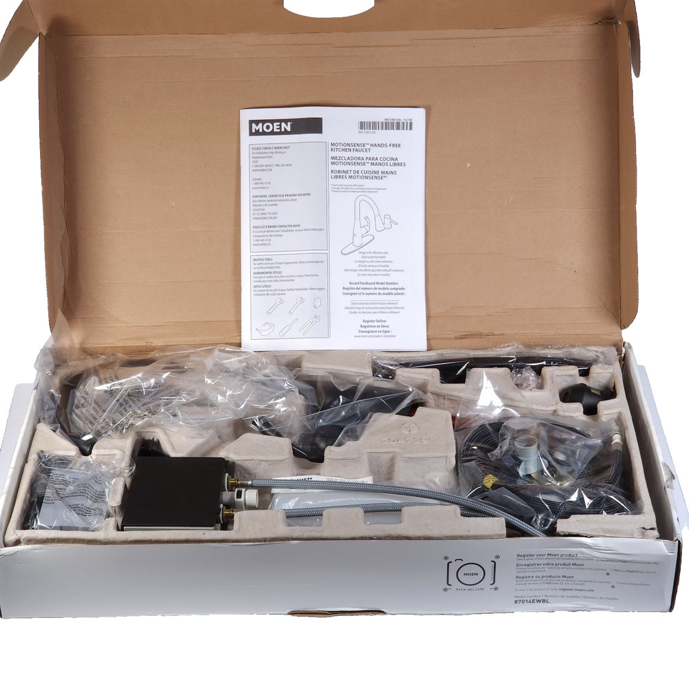 Moen 87014EWBL Touchless Wave Pull Down Kitchen Faucet Matte Black READ