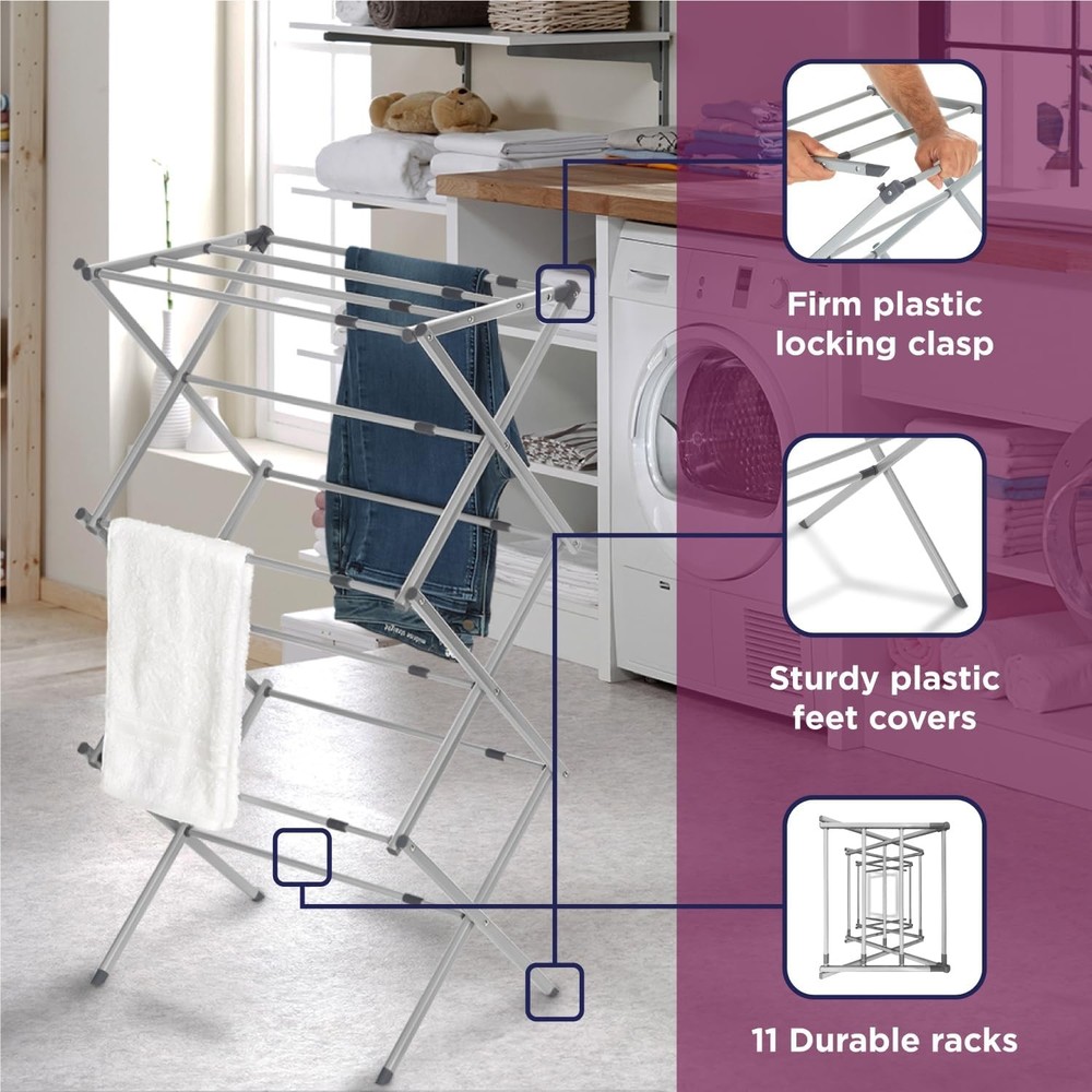 BLACK+DECKER Laundry Organization Expandable/Collapsible Clothes Drying Rack. Es