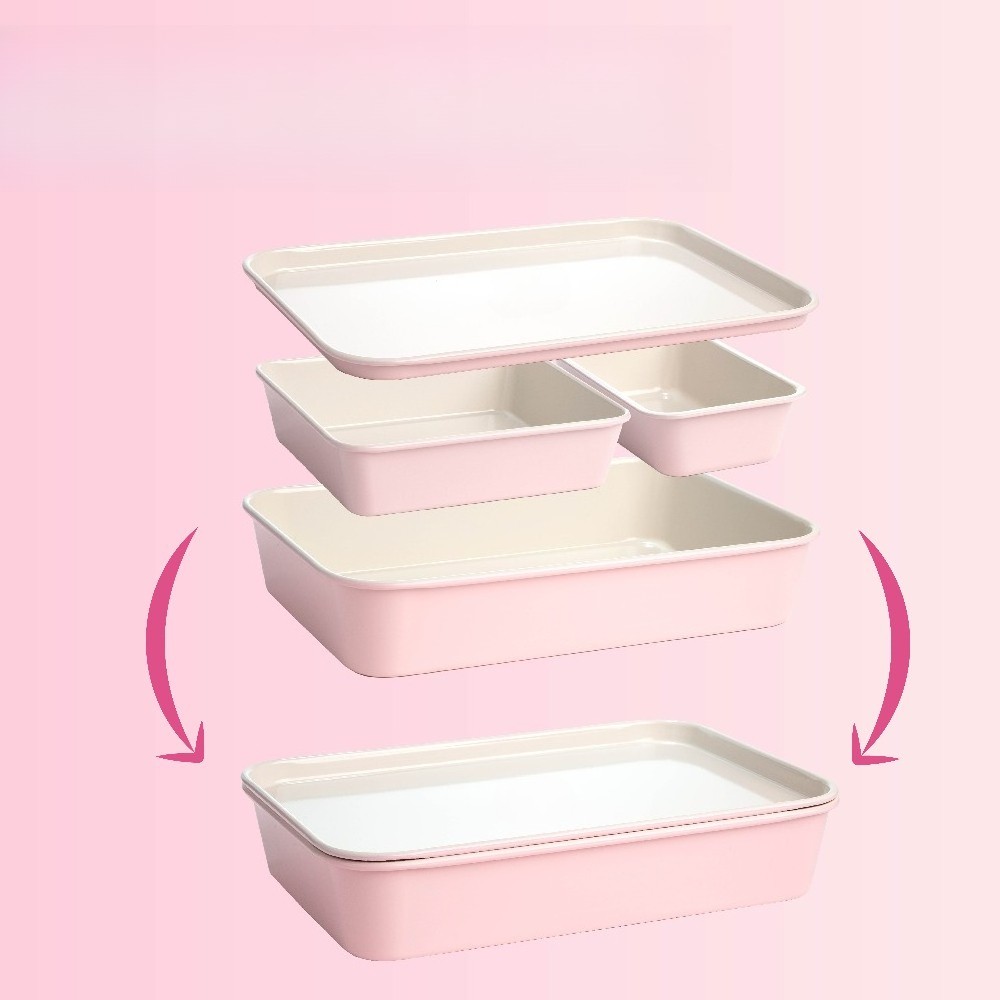 4-Piece Ceramic Nonstick Bakeware Set for Kitchen with Baking Sheet Pan, Pink