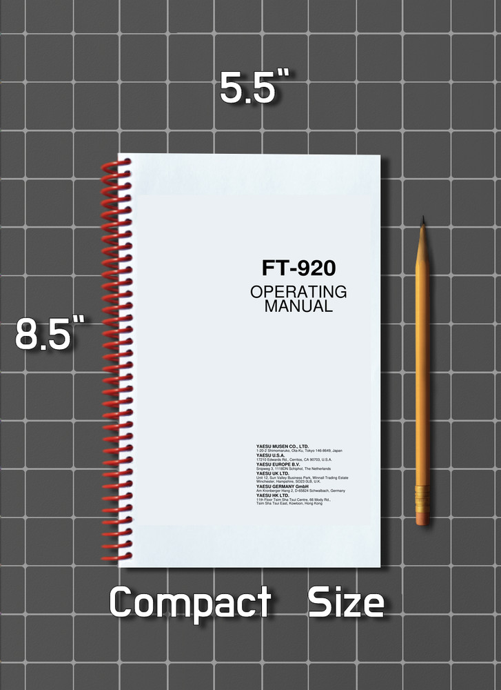 Yaesu FT-920 — OPERATING MANUAL Guide Documentation — 98 Pg — Half Size 5.5x8.5