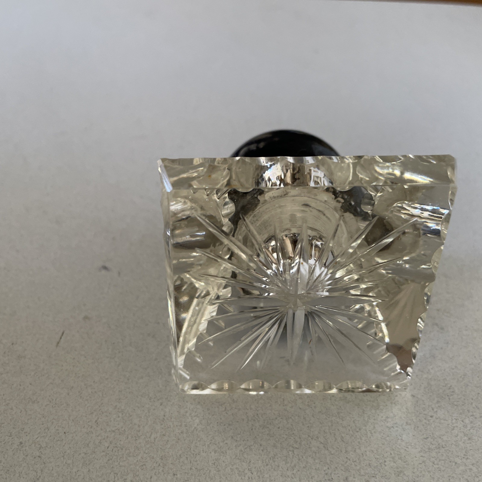 ANTIQUE RARE STAR CUBED CUTBASE SILVER VICTORIAN LADY TOP HINGED SILVER INKWELL