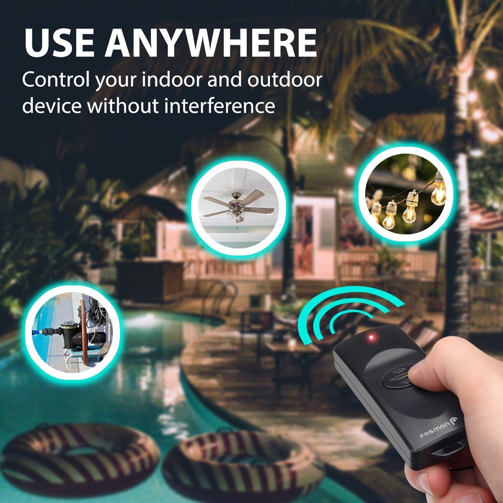 Weatherproof Outdoor Light Wireless Remote Control 2 Outlet Power Switch Plug
