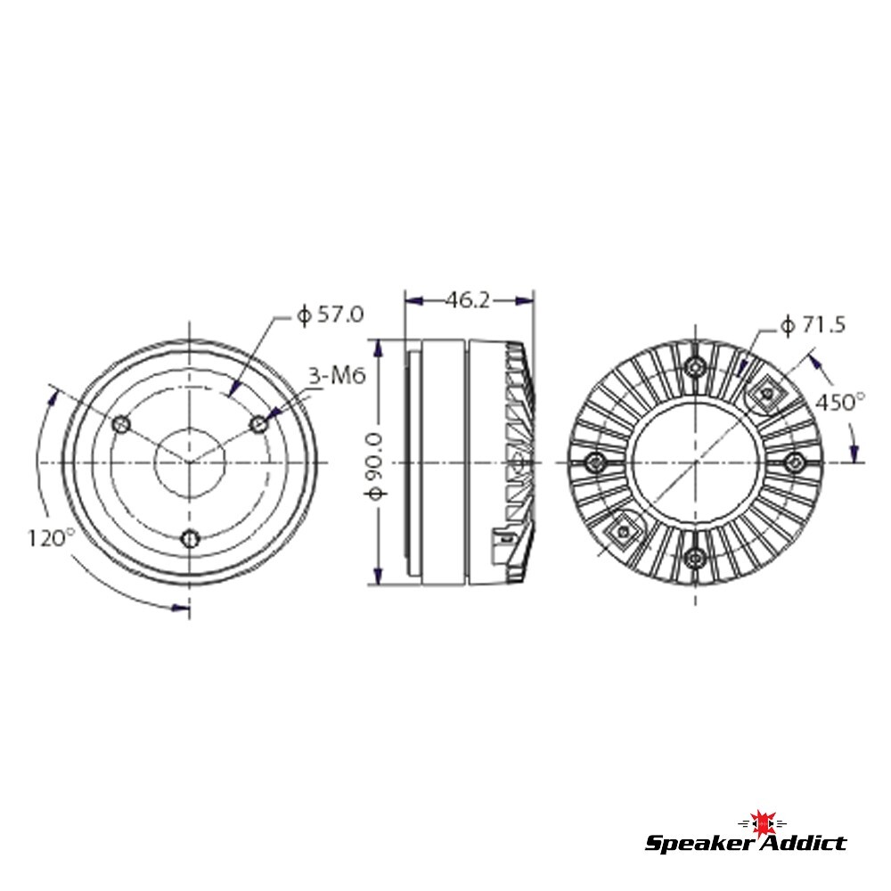 SpeakerAddict 1" 8ohm Titanium diaphragm compression driver 800-20Khz 3-BOLT ON