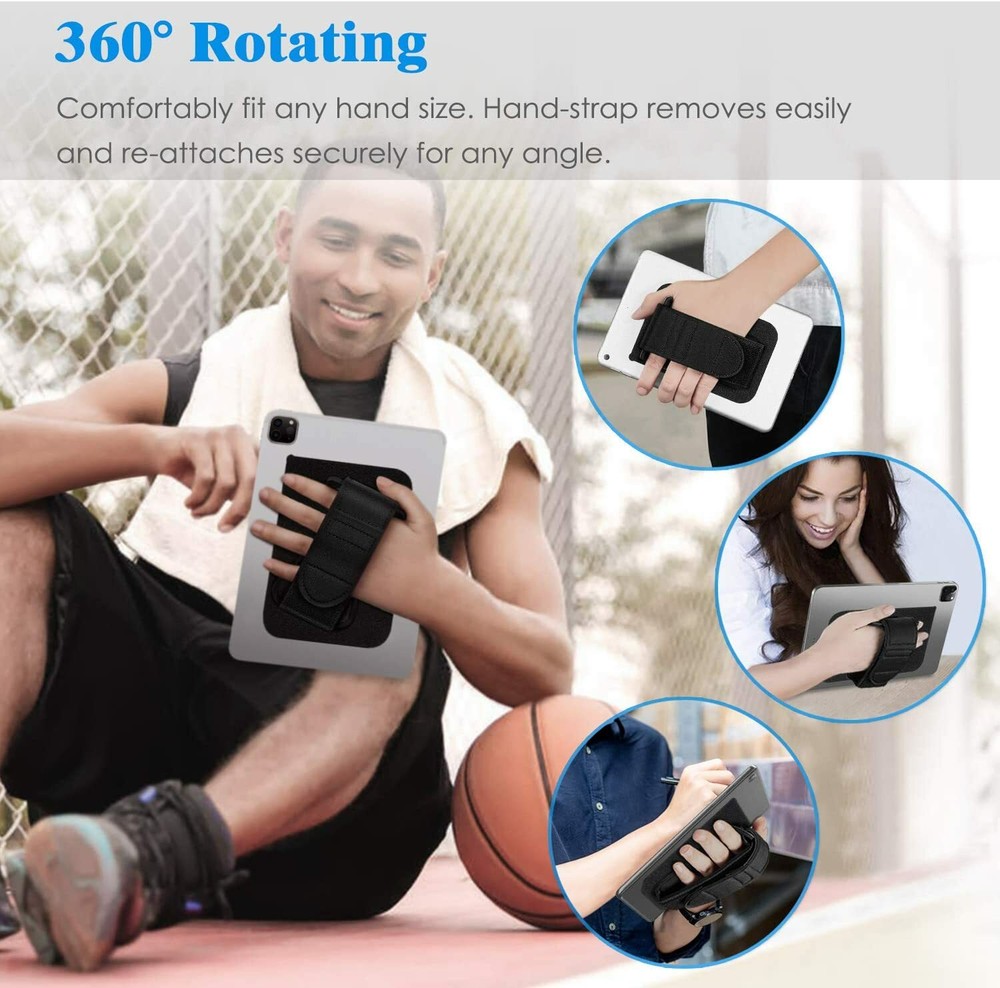 Universal Tablet Hand Strap Holder Detachable Padded Hook & Loop for iPad/Galaxy