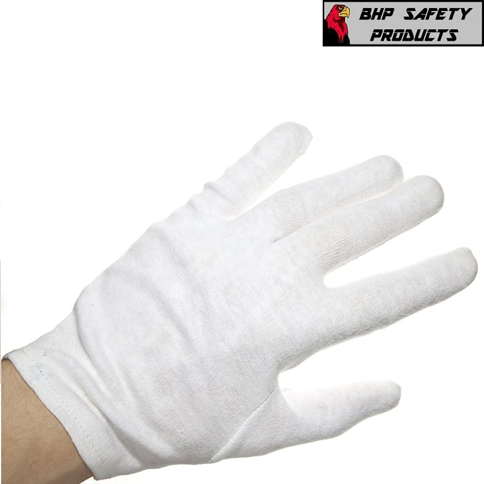 24 PAIR WHITE INSPECTION COTTON LISLE GLOVES COIN JEWELRY LIGHTWEIGHT