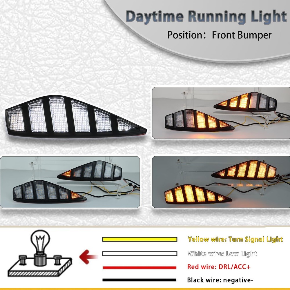 Switchback White & Amber LED Front Bumper Fog Light DRL Amber Sequential Turn...