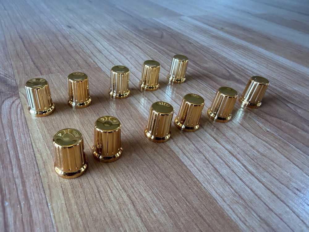 (11) Gold Chroma Cap Thin Encoder Knobs - for PUSH 2, SP404 MK2, Elektron & More