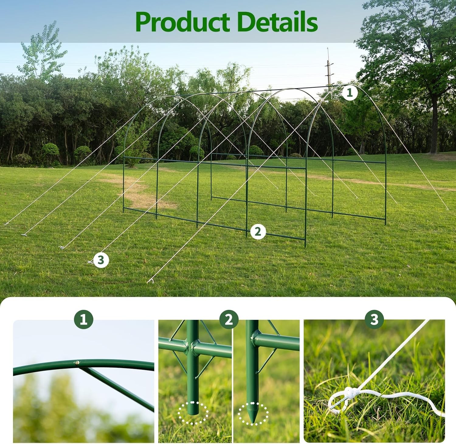 Large Size Steel Garden Arch Rose Arbor Climbing Plant Grape Support Frame Yard