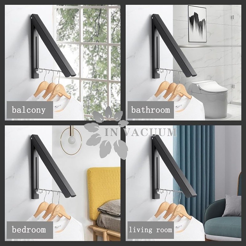 Retractable Wall Mounted Clothes Rack Space Saving Durable Laundry Organizer New