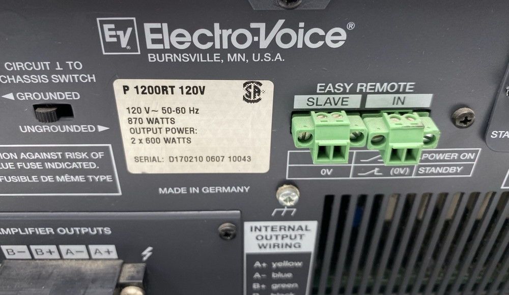 Electro Voice P 1200RT Amplifier Precision Series DSP Controlled