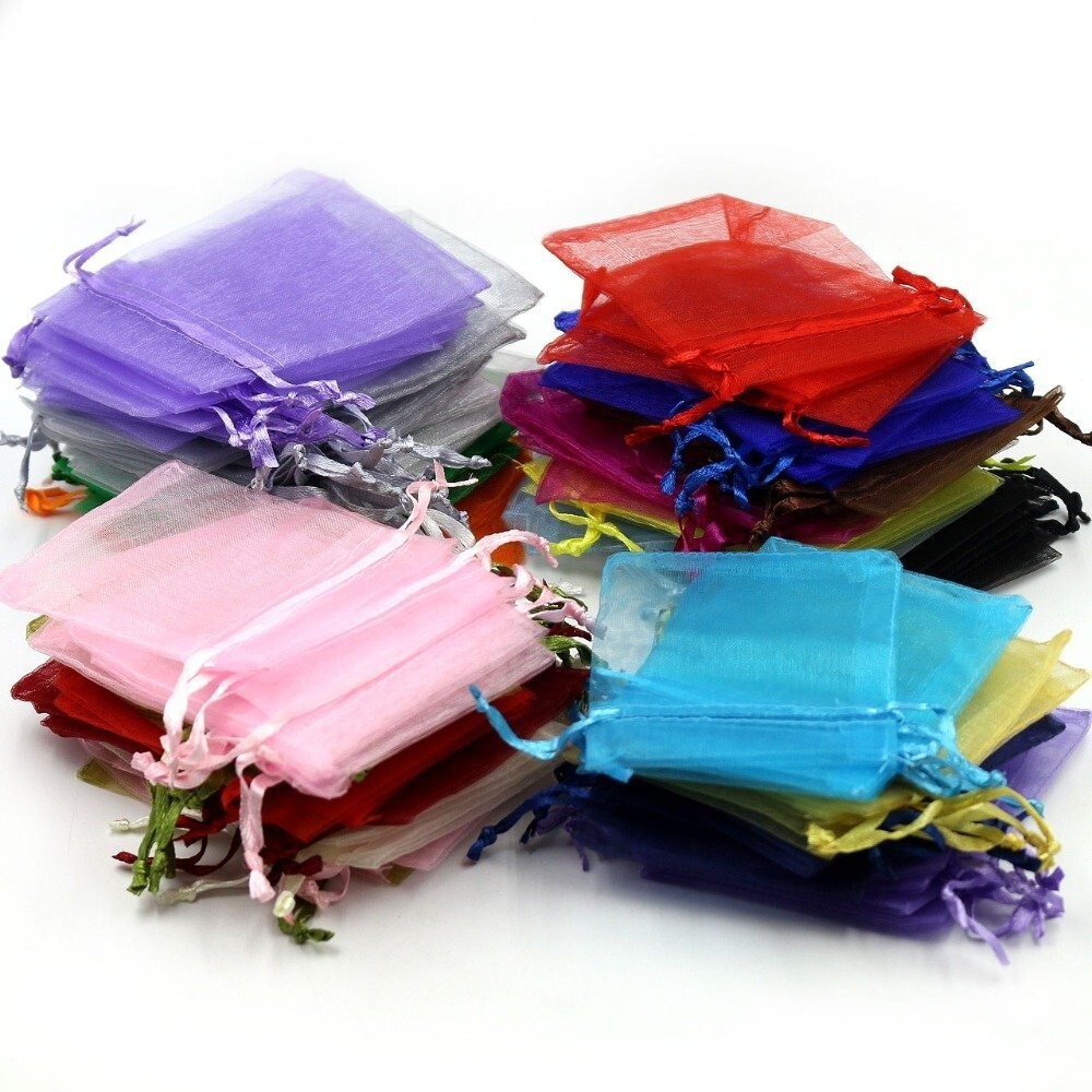 100pcs Drawstring Bags Multicolor Wedding Favor Bag Organza Gift Bag Pouch 4"x5"