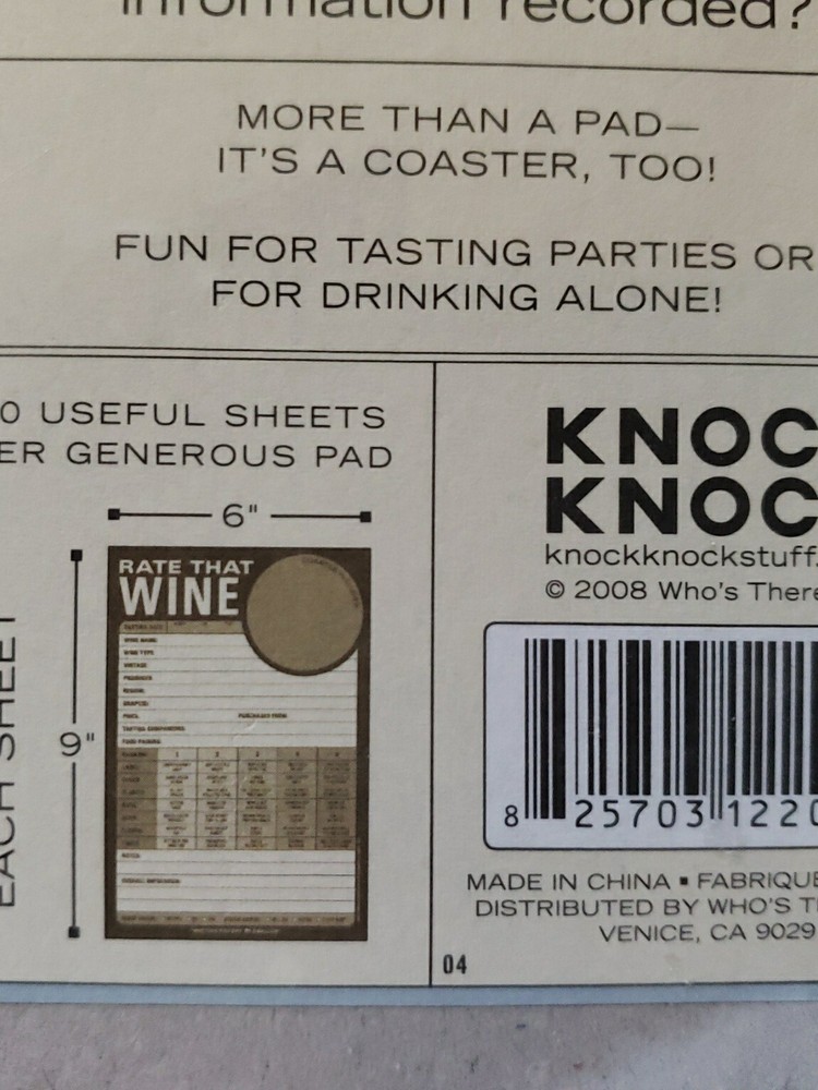 Knock Knock Rate That Wine 60 Sheet Notepad
