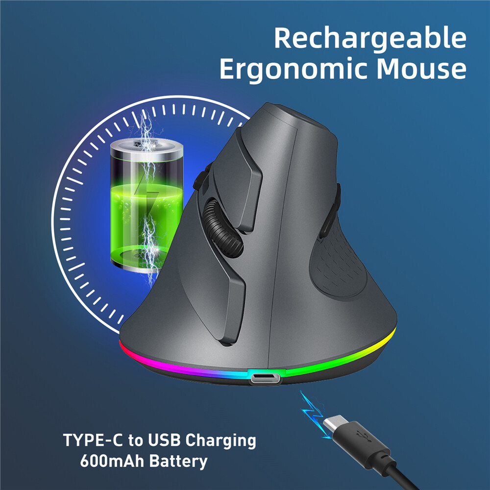 Vertical Mouse Ergonomic 2.4GHz and dual 5.1 Bluetooth-compatible Wireless