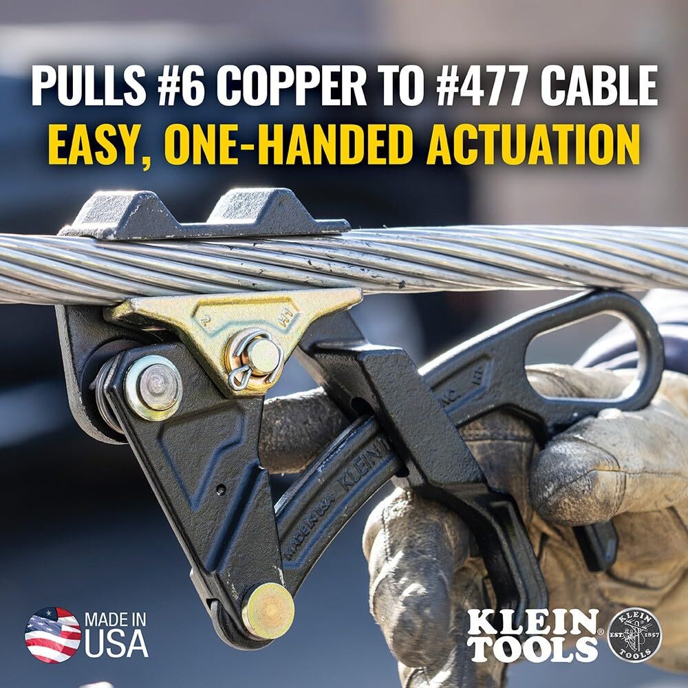 Klein Tools 16477 Cable Pulling Wide Range Parallel Jaw Grip w 5000lb Max